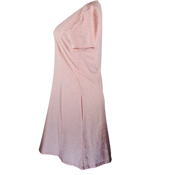 Toad & Co. Pink Sand Mini Stripe Lightweight Athleisure Windmere SS Dress M NWT - Picture 3 of 8